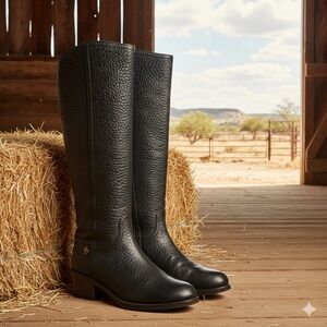 New Tory Burch Black Leather Woman’s Riding Boots